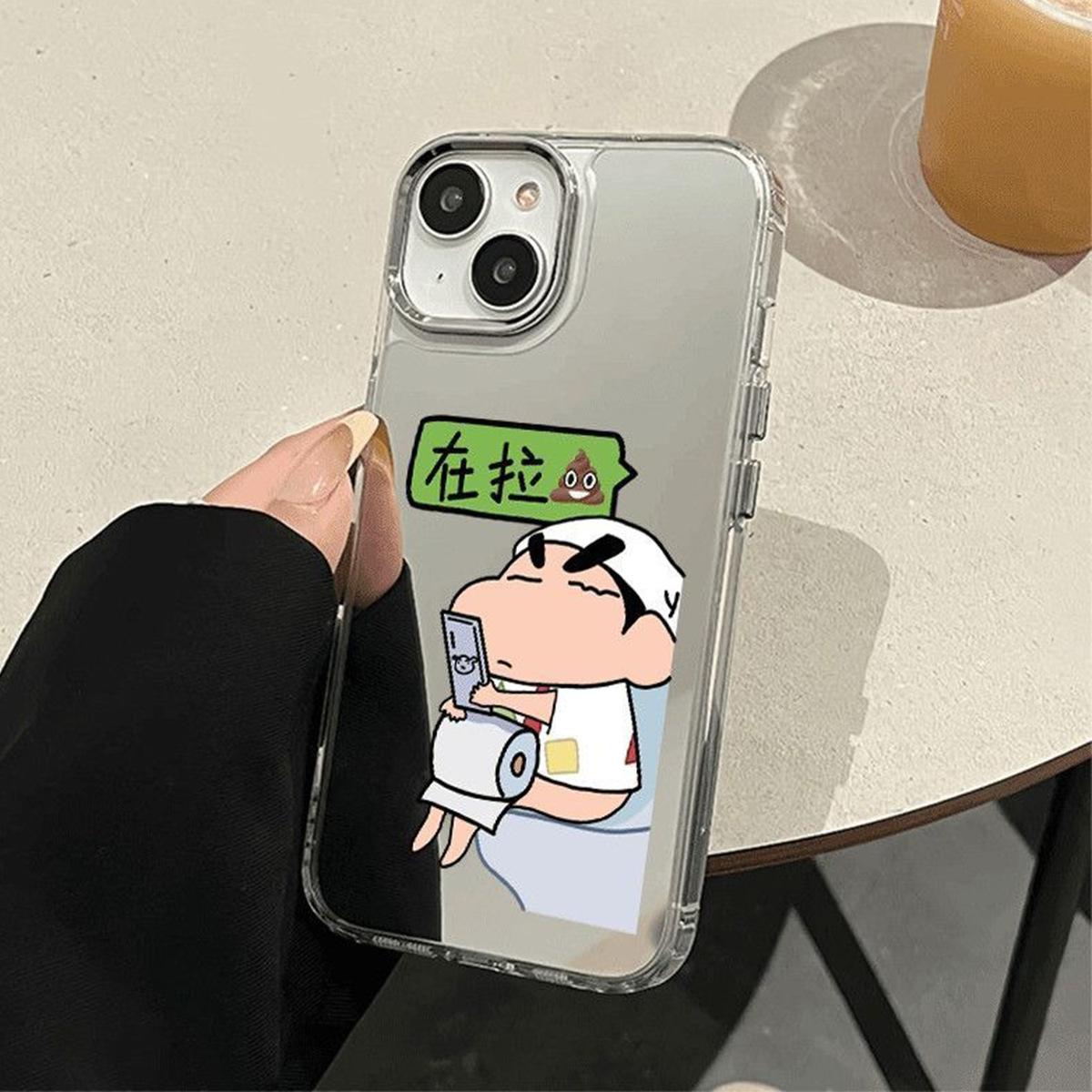 

For Honor X60pro Simple Crayon Shin Chan Mirror Phone Case Accessories High End Mirror Phone Protection Case For iPhone 17PROMAX