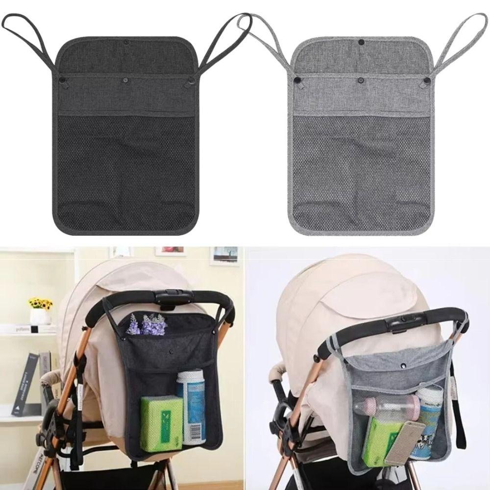 2Pcs Double Pockets Carriage Pram Storage Bag Hanging Bag Trolley Net Bag Mommy Organizers  Bottle