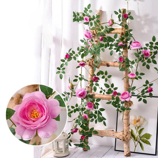 6FT Artificial Rose Vine Garland Fake Hanging Rose Ivy Plants Bendable Floral Garland Decoration for Wedding Home Party Garden Room Wall Decor