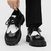 Classic Black and White Brogues Formal Shoes Men Casual Business Leather Shoes Mens Derby Shoes Designer Platform Formal Loafers