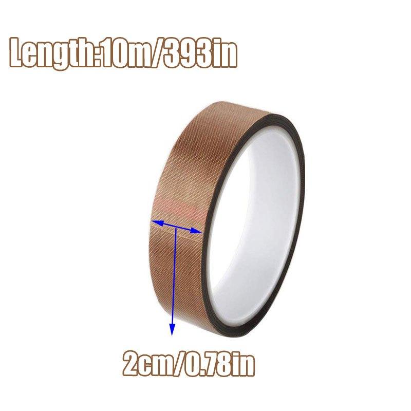 

10 м/рулон Стрічка, стійка до високих температур, Тканина PTFE, Теплоізоляція, Машина для ущільнення клеїв, Самоклеючі водонепроникні стрічки, рулон 10m*2cm
