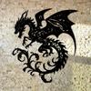 Handmade Metal Dragon Wall Art, 15.7x14in Black Iron Sculpture for Home Yard Balcony Decor, Unique Housewarming Gift