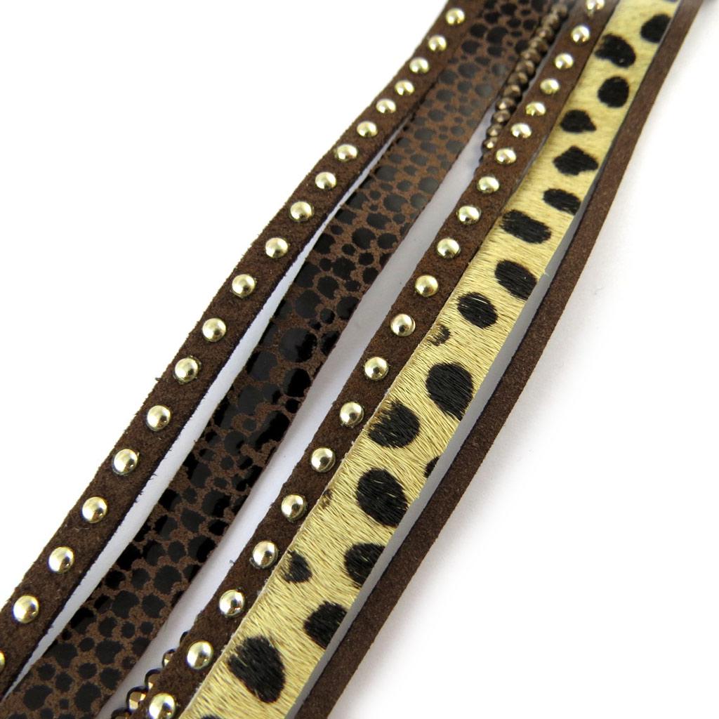 Les Trésors De Lily [N9203] - Bracelet ethnique 'Safari Queen' marron (6 rangs)