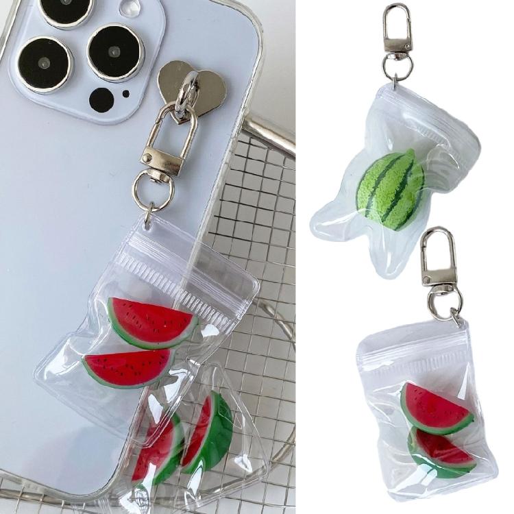 Summer Korean Style Watermelon Keychain Sturdy Alloy Key Ring Cute Phone Charm Gift For Teens