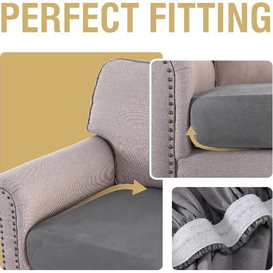 H.VERSAILTEX Stretch sectional Couch Cushion Covers Replacement Sofa living room Cushion Covers Suede Soft Seat Cover Elastic Furniture Protector for