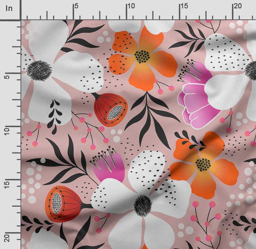 Soimoi Bird & Flowers Print,  Cotton Cambric, Quilting Fabric Sold by The Yard 42 Inch Wide, Medium Weight Cotton Fabric, Sewing  Supplies