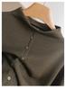 Women's Autumn/Winter Stand Collar Brushed Fabric Base Layer T-Shirt - Loose Slimming, Skin-Friendly Top