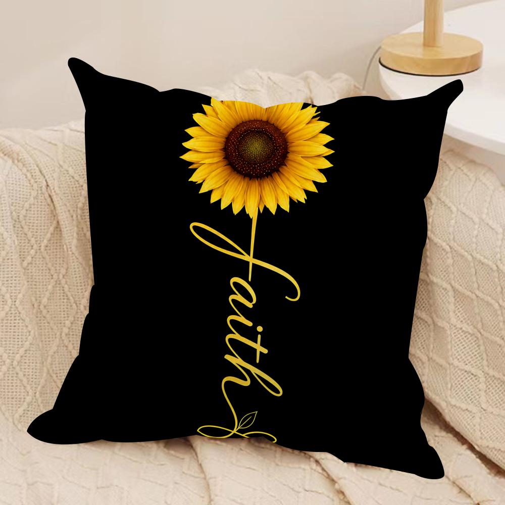 Simple Stylish Sunflower Cushion Cover Square Pillow Bedroom Sofa Leisure Comfort Living Room Home Decoration X