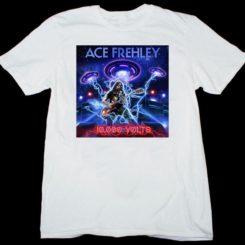 NEW ACE FREHLEY 10.000 VOLTS Heavy Cotton White T Shirt S-5XL C237 Unisex T-Shirt L
