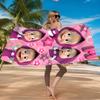 Heart-themed Ma-sha Illustration. Beach Towel Microfiber Beach Towel, Lightweight and Quick-Dry, for Summer Travel, Swimming Pool Fan Birthday Gift