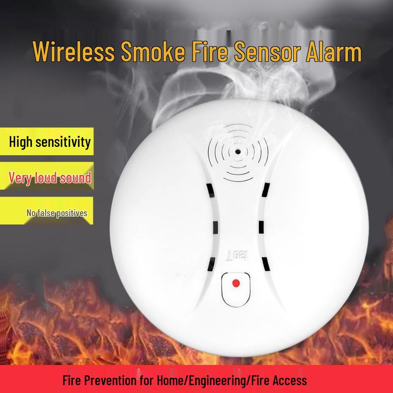 Smart Wireless Smoke Detector with Sound and Light Alarm Wireless Smoke Sensor without Battery