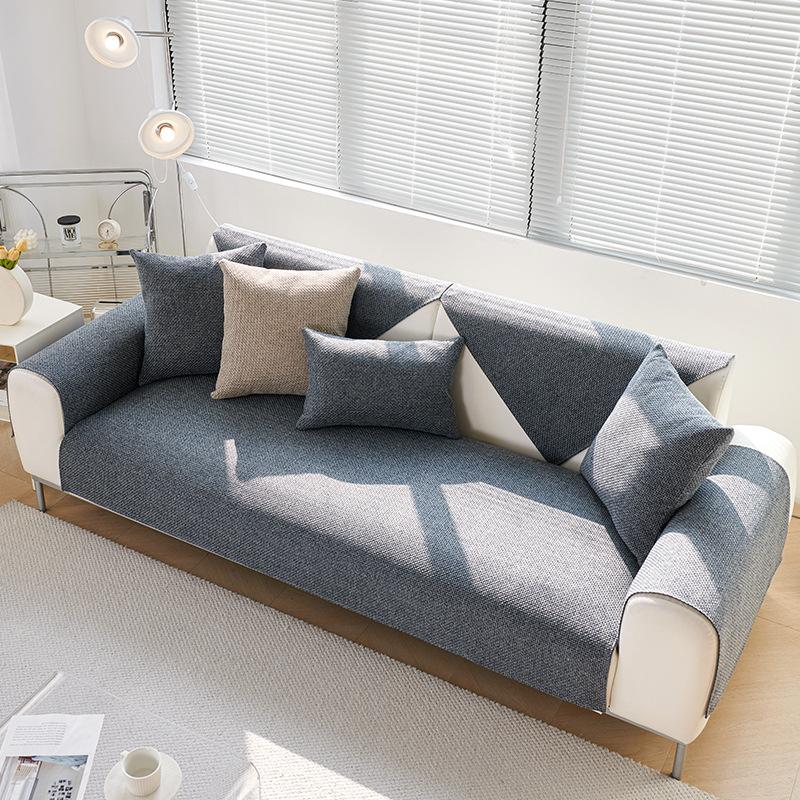 

Льняной однотонный современный простой четырехсезонный универсальный нескользящий старый грубый чехол для диванной подушки полотенце ткань все включено 70-70