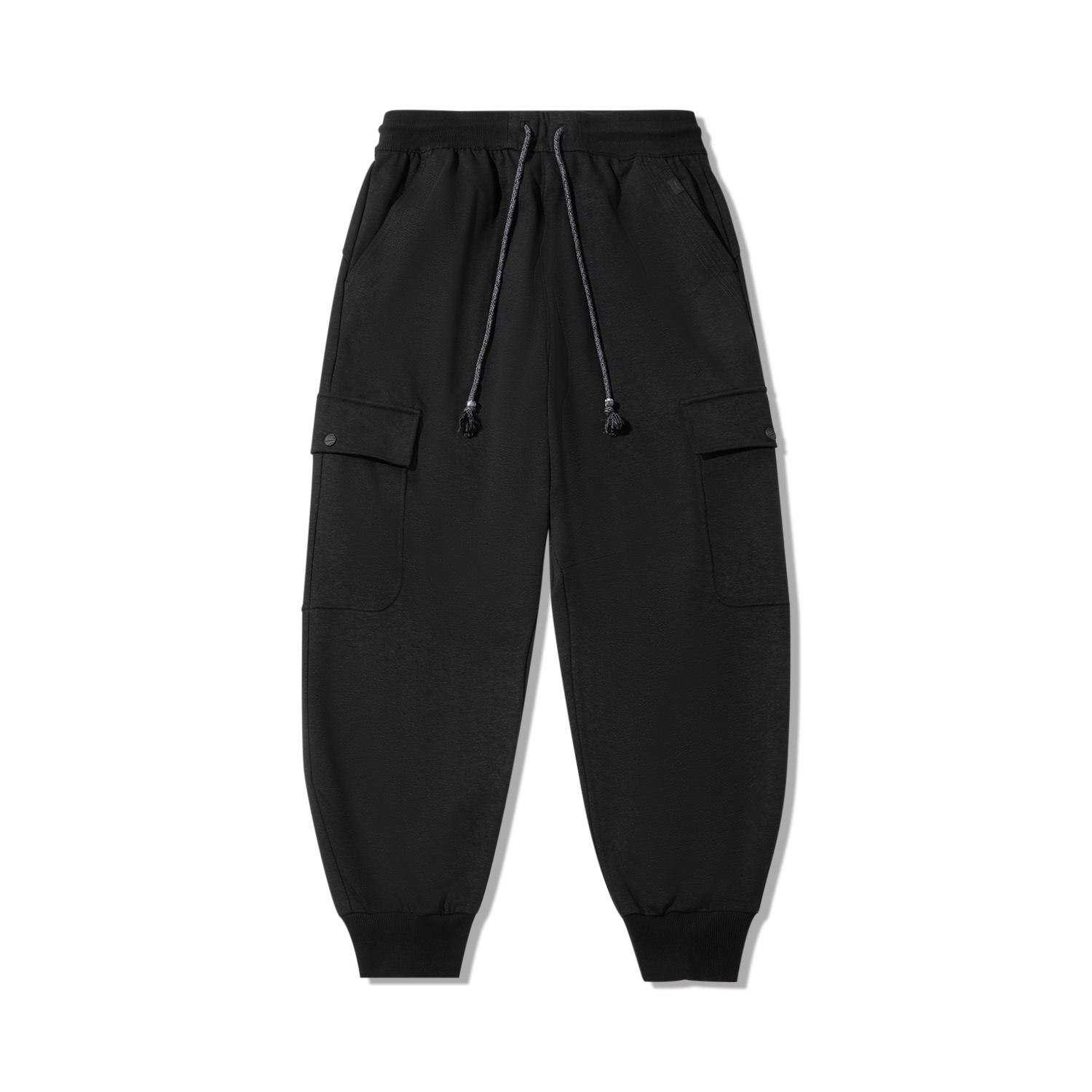 Мужские повседневные брюки свободного кроя с манжетами, антибактериальные, серия Кунг-фу Li Ning, брюки AKLW117-1 L