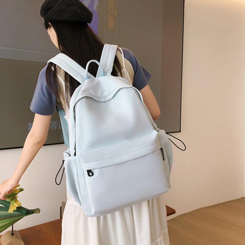 Lightweight Travel Backpack Women Large Capacity Backpack Solid Color Student Schoolbag