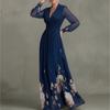 2026 Cross-border Foreign Trade Women's Clothing, New Spring Models In Europe, America, Fashionable and Elegant Printed Waist V-neck Pendulum Dress