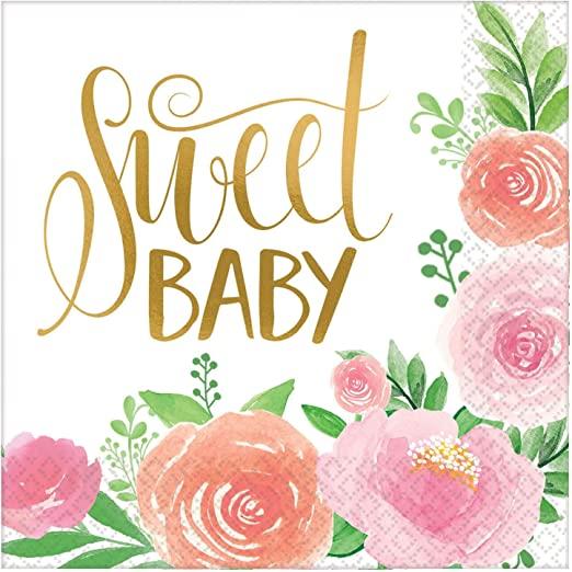 Amscan Floral Baby Shower Disposable Napkins (Pack of 16)