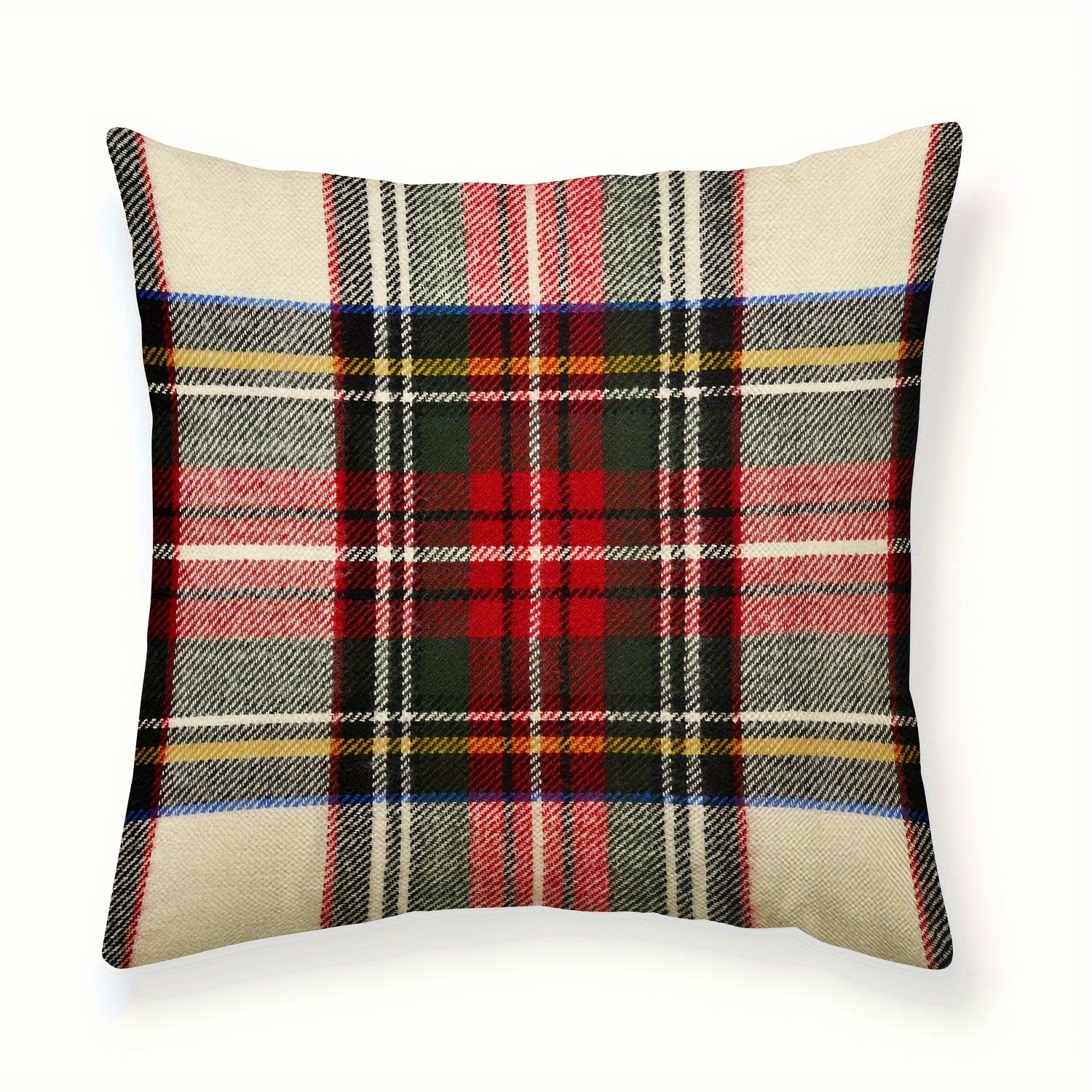 Vintage Red Green Plaid Pillowcase Christmas Design HomeParty Decor (No Insert) 45x45cm