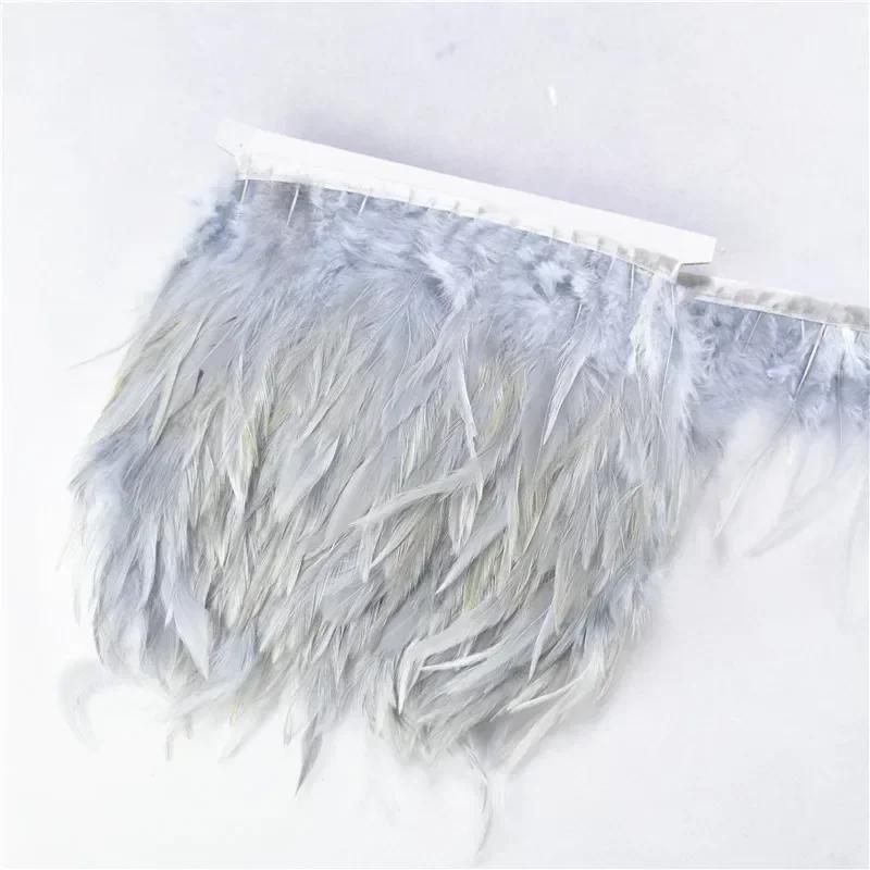 10Meters Saddle Pheasant Feathers Fringe for Clothes Ribbon Cock Feather Trim Flecos Tassel Needlework Decoration Sewing Decor