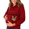 Unisex Pet Pouch Hoodie with Cutout Zipper Pocket, Loose Fit Casual Hooded Sweatshirt for Cats and Dogs