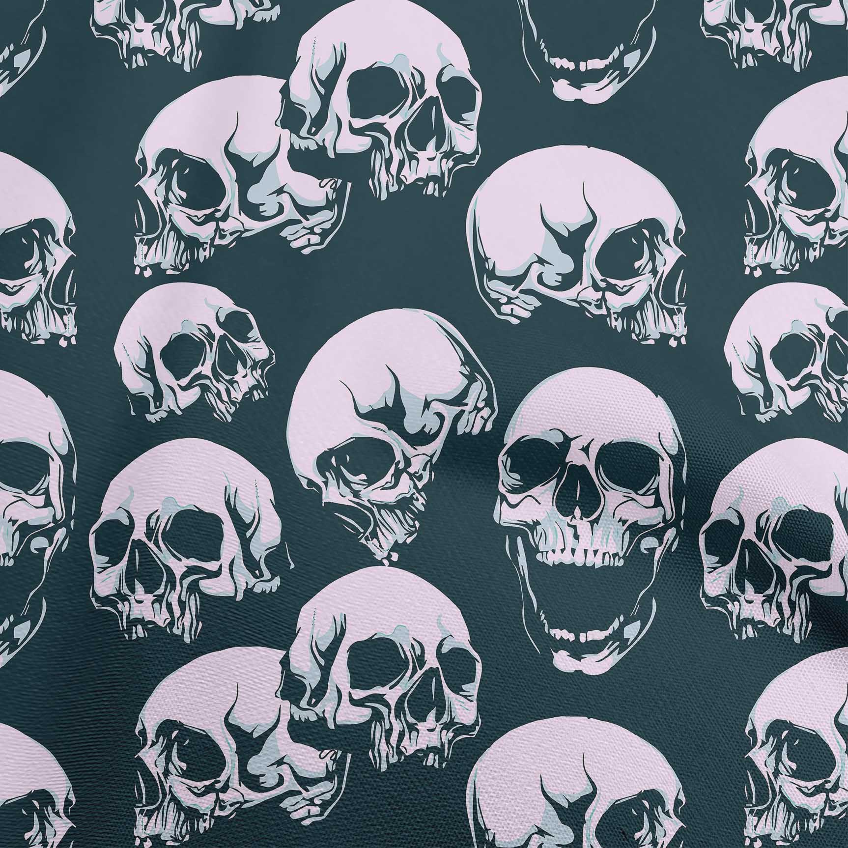 

OneOone Cotton Flex Medium Blue Fabric Skull Craft Projects Decor Fabric Printed By The Yard 40 дюймів 42 Inch Wide - Viscose Chiffon чирок синього кольору