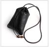New Genuine Leather Drawstring Shoulder Bag with Earphone and Cable Storage - Korean Style Cowhide Messenger Bag