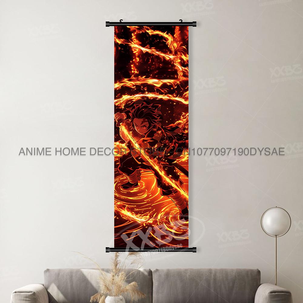Anime demonenmoordenaar: Kimetsu No Yaiba Woondecoratie Muurkunst Hangend Schilderen Canvasprint Posters Kamado Tanjirou Poster (as the picture,25x75cm(10x30inch))