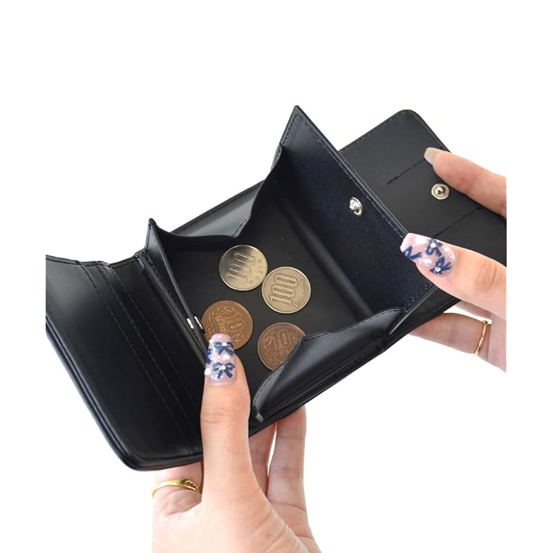 [SecretDoor] black trifold wallet ladies trifold wallet compact wallet mini wallet woman mini brand cute compact folding wallet easy to use large