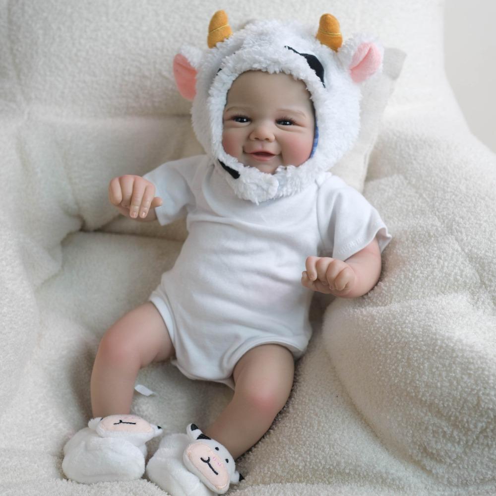 

Реалистичная кукла реборн 19 дюймов Вивьен с мягким тканевым телом, набитая ПП-хлопком, кукла-новорожденный, ручная работа, 3D-раскрашенная кожа, видимые вены, куклы-симуляторы cloth body