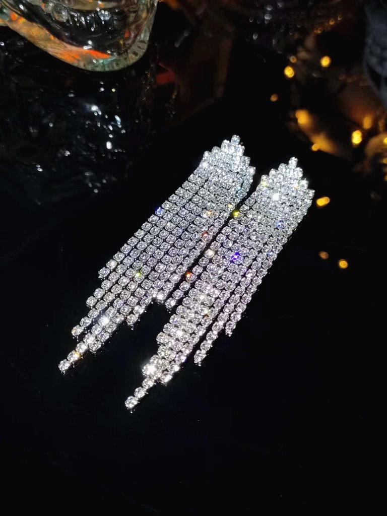 Elegant Rhinestone Tassel Earrings for Women