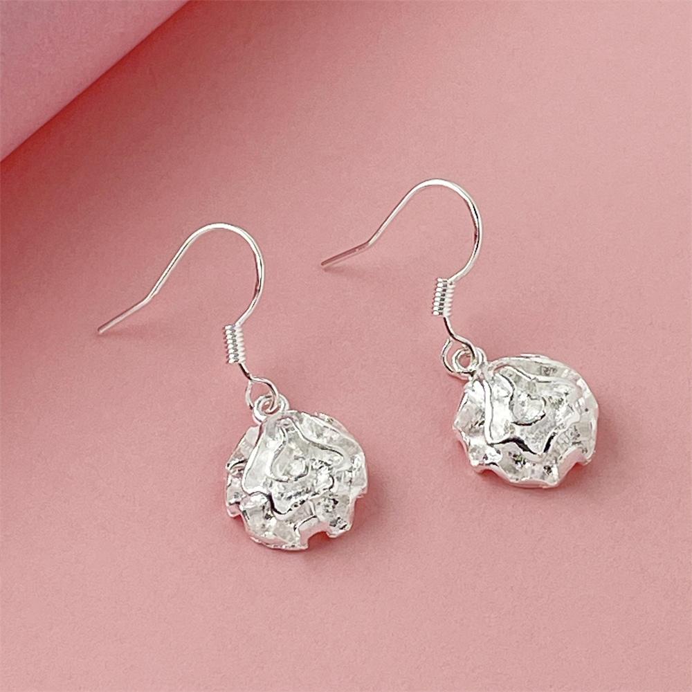 925 Sterling Silver Rose Flower Drop Earrings for Women Engagement Party Jewelry Gifts