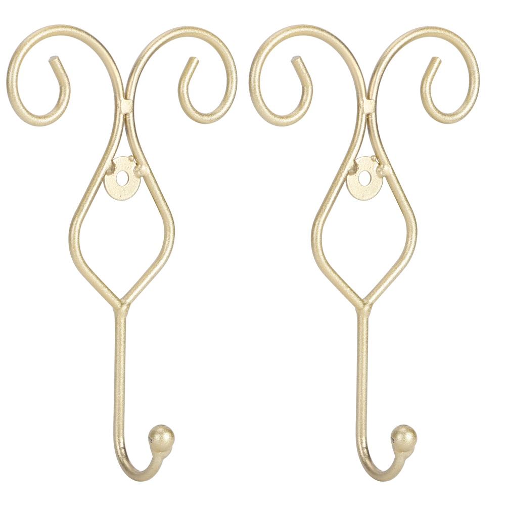 2 Stück Wandmontierter Badezimmer Küchen Türhaken Wandbild Handtuch Kleidung Hut Aufhänger HalterGold