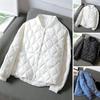 Women Winter Baseball Coat Stand Collar Windproof Thin Padded Solid Color Cardigan Long