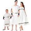 Greek Roman Mythology Warrior Costume Kids Boys Toga Dress Cosplay Outfit Short Sleeve White Performance