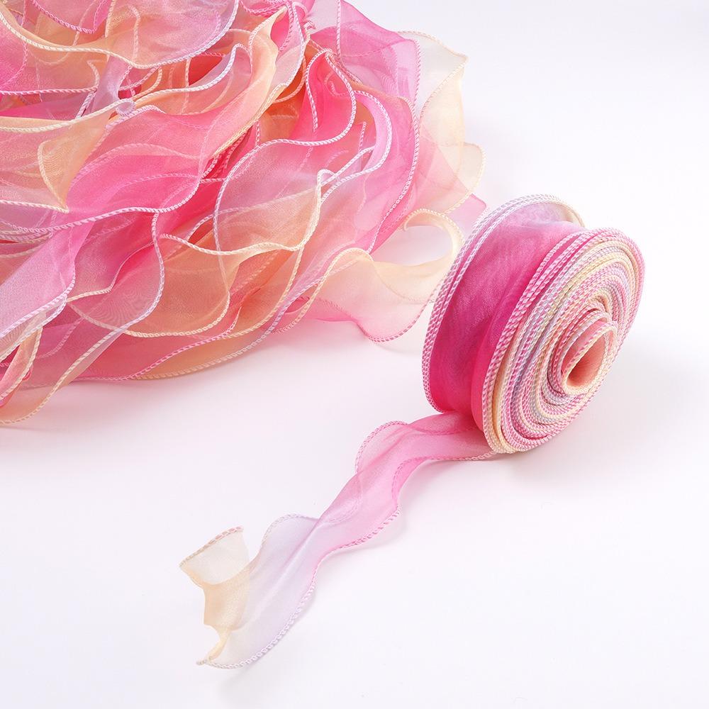 10 Yards Length Organza Ribbon Gradient Colored Lace Ribbon Ribbons Satin Ribbon  Bow Material