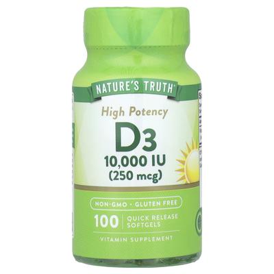 Vitamin D3, High Potency, 250Mcg (10,000Iu), 100 Rapid Release Softgels