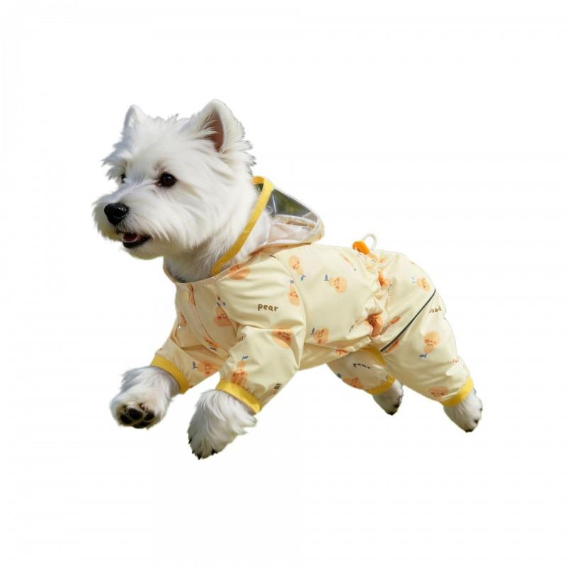 Waterproof 4-Leg Dog Raincoat Small Medium Dogs Blue Yellow Outdoor Walking Pet Coat