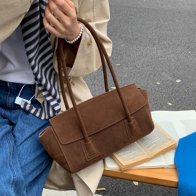 Elegant Suede Tote Bag for Women – Classic Top Handle Handbag with Structured Design and Minimalist Style