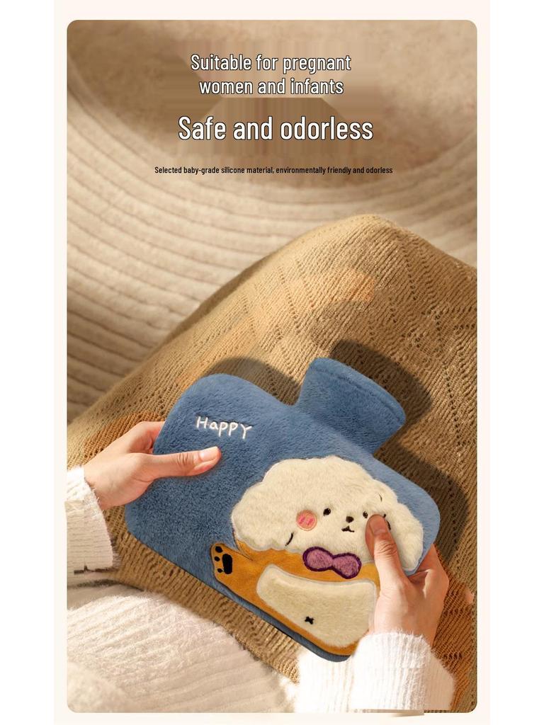 Thickened Water-Filled Hot Water Bottle & Hand Warmer with Removable Cover