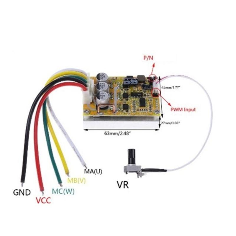 5-36V 350W BLDC Three Phase Brushless Without Hall Motor Controller Brushless Sensors Motor Driver Replacement Part