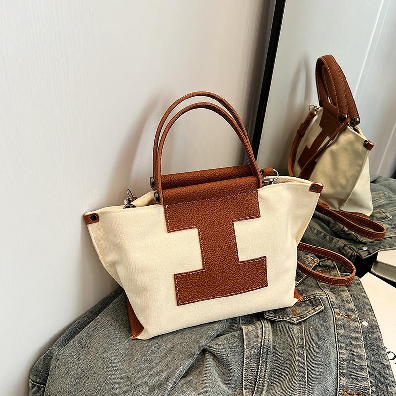 

Корейская версия модной контрастной повседневной сумки-тоут для женщин на лето, новая модная универсальная холщовая сумка для отдыха