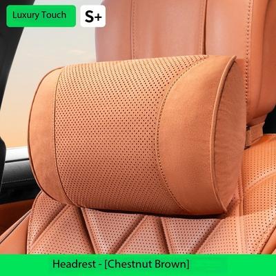 Luxury Car Seat Headrest Neck Pillow Breathable Suede Seat Lumbar Support Cushion All-season Neck Rest Cushion Protection Pillow