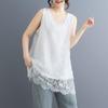 Ärmellose Oversized Spitze Vintage Lässige lockere Tanktops für Damen Sommer T-Shirt