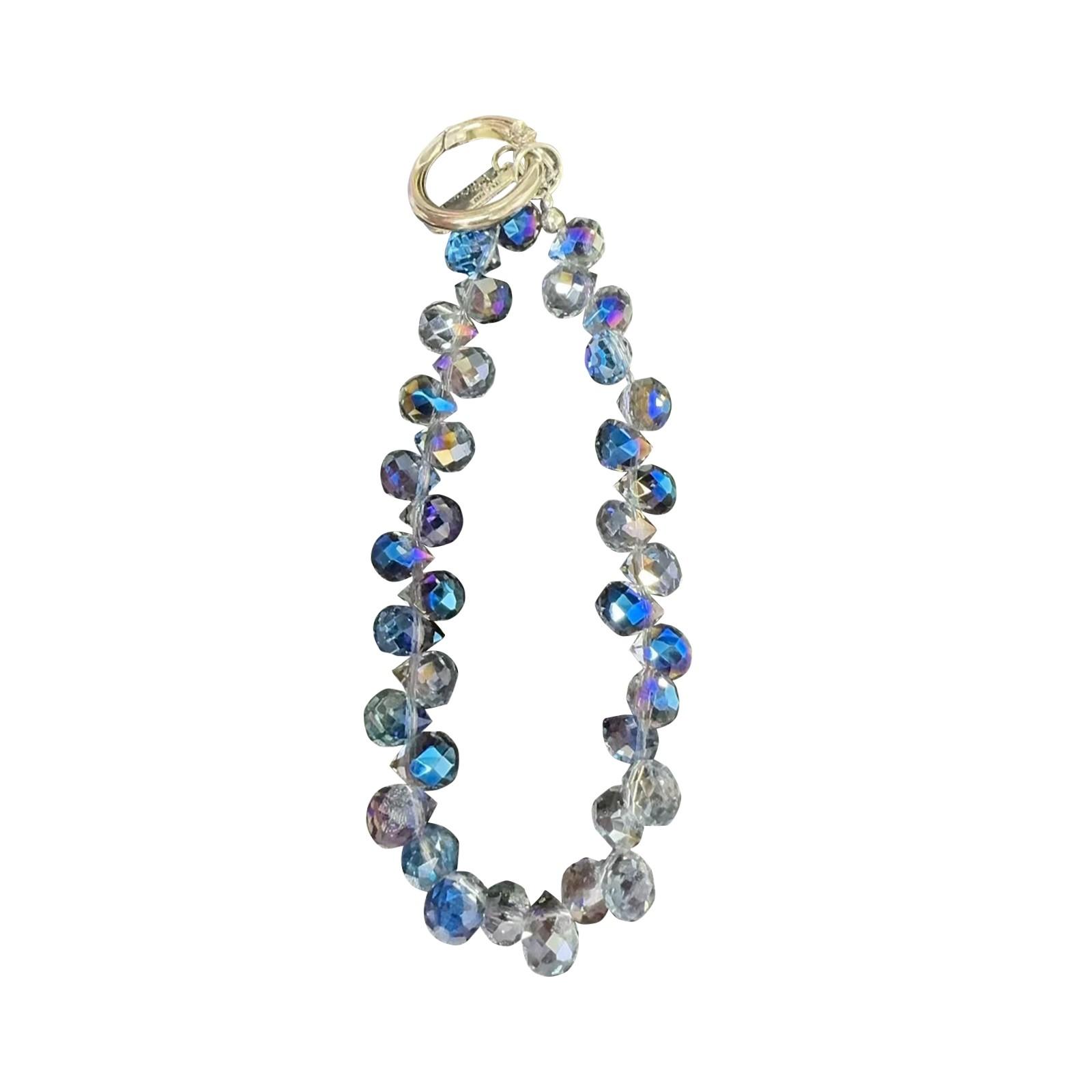 

Кристаллические бусины, цепочка для ношения на руке, ремешок на запястье, короткая веревка для подвешивания, чехол для телефона, брелок, сумка, кулон One Size синий