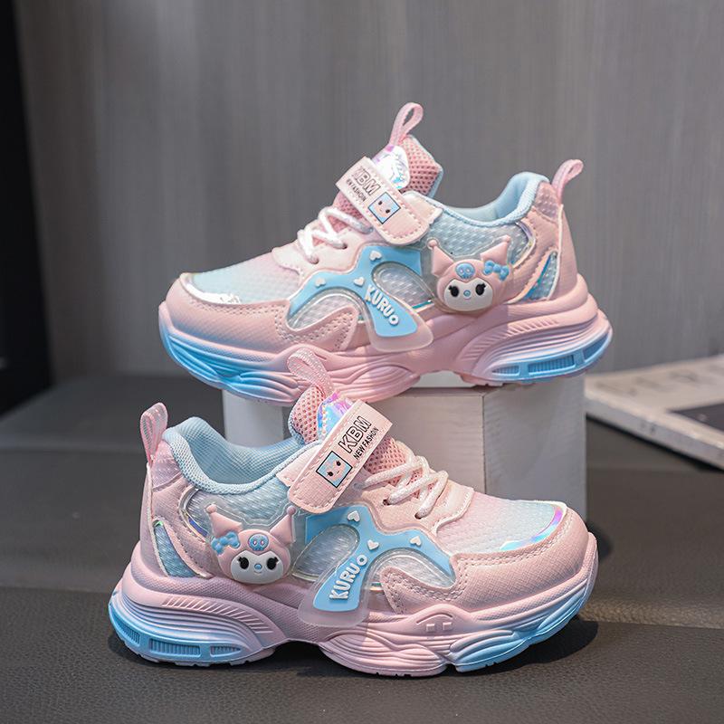 Girls' Kuromi Velcro Sneakers, Soft Sole, New Autumn Breathable Casual Shoes, Children's Single Shoes, Trendy