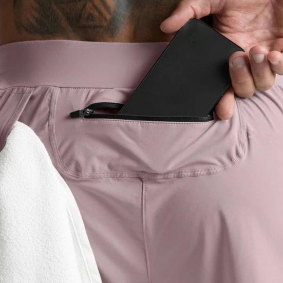 Sports Shorts Solid Color Loose Drawstring Summer Quick Dry Zipper Pockets Shorts for Fitness