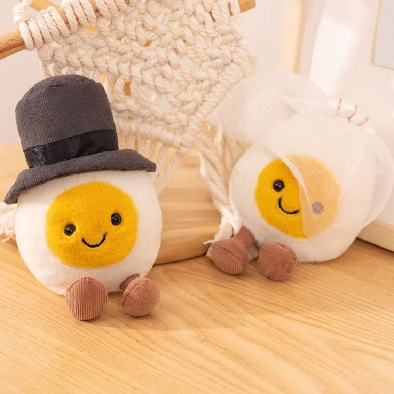 Cute Plush Boiled Egg Graduation Toy With Academic Cap Perfect Gift Idea