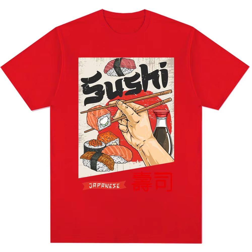 Summer Hot Sale Japan Sushi Funny Graphic T-Shirts Y2k Unisex Unisex Fashion Harajuku T Shirt Cotton Gothic Trendy Round T-Shirt