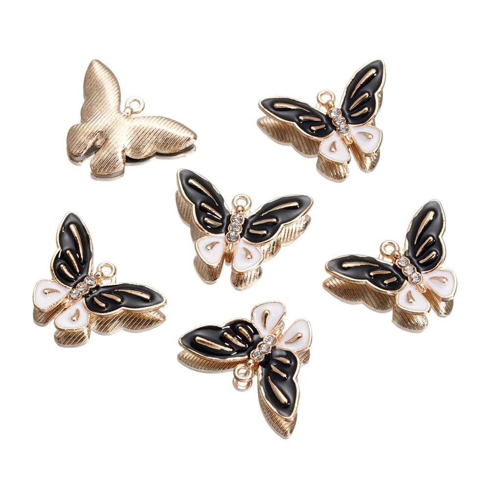 4Pcs/Lot 4 Styles Alloy Metal Drop Oil Butterfly Charms Animal Pendant For DIY Bracelet Necklace Jewelry Making Accessories