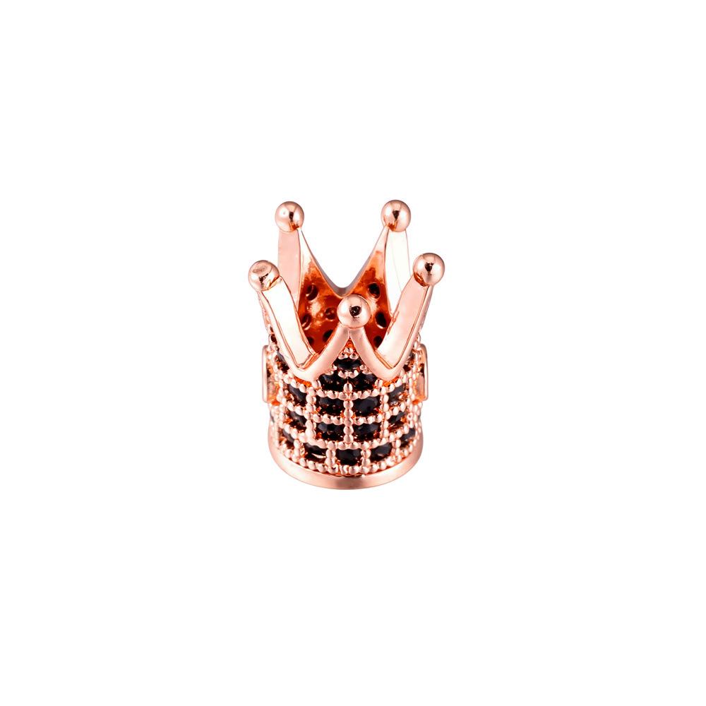 18K Gold Crown Beads with Micro-inlaid Zircon for DIY Jewelry Making