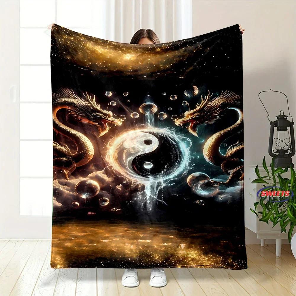 6 Size The Warm and Comfortable Dragon Soft Blanket, Suitable for Living Room,Room Sofa Available in All Seasons,Gift for Friend